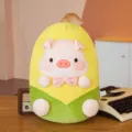 Cute corn pig plush toy pillow, yellow and green vegetable stuffed doll cushion variant. - Corn Pig