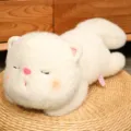 Joli chat blanc en peluche endormi douce poupée en peluche oreiller pour enfants et filles chambre - 30cm / Blanc