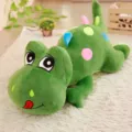 Cute green cartoon dinosaur plush toy long hugging pillow for kids and girls birthday gift. - 60cm (With Zipper) / Army Green Prone Brachiosaurus