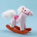Simpatico cavallo a dondolo in peluche rosa con criniera e coda bianche, piccolo peluche regalo - Cavallo Rosa / 15cm