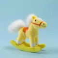 Small plush rocking horse toy with white mane and orange saddle, cute variant for kids gifts. - Yellow Horse / 15cm