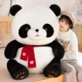 Giant panda plush toy cute stuffed animal doll with red heart scarf for kids gift. - 45cm / Red Scarf