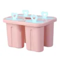Moule à Glace 4 Grilles Fabricant de Popsicle Maison Boîte à Bâtonnet Plastique Cœurs - Rose
