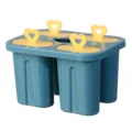 Moule à Glace 4 Grilles DIY Fabriquant de Popsicle Base Bleue avec Poignées Cœur Jaunes - Bleu