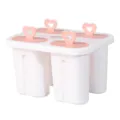 Moule à glace à 4 grilles avec poignées en cœur fabricant de popsicle DIY blanc - Blanc