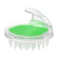 Brosse de massage pour cuir chevelu en silicone transparent avec poignée ergonomique. - Vert