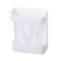 Support mural pour télécommande en plastique blanc organisateur de charge de téléphone boîte - Blanc