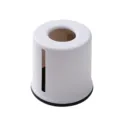 Support de rangement cylindrique en plastique blanc avec ouverture supérieure et fente verticale. - Rond / Gris