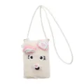 Süße flauschige Plüsch Umhängetasche für Handys mit süßen Cartoon Bärenohren und weissem Fell. - Handytasche / Gebrochenes Weiß