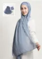 Modal lace hijab detail shot showcasing breathable fabric and delicate floral lace edge trim. - 190cm / Style 6