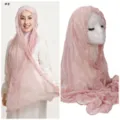 Solid color crinkle chiffon hijab scarf with lettuce edge, lightweight and breathable. - 8#