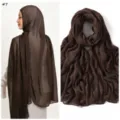 Vintage tinta unita modal stropicciato hijab sciarpa traspirante morbida scialle donna - 7# Caffè