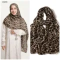 Leopard print chiffon hijab scarf, breathable soft floral fashion headwrap for women. - 293# Leopard Print