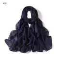 Dark blue striped metallic silk scarf, lightweight breathable long shawl for women daily wear. - #2 Dark Blue
