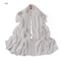 White chiffon scarf with delicate camellia floral embroidery, lightweight breathable. - Pattern #1