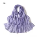 Lavender silk satin long scarf featuring delicate sequin and spiderweb embroidery details. - Pattern #2
