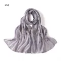 Detail view of grey purple silk scarf with delicate web sequin embroidery texture. - Polka Dot (#4)