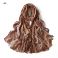 Gradient rayon wrinkled scarf detail, soft lightweight thin fabric with stylish frayed fringes. - Pattern #1