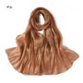 Elegant brown sequin embroidered silk satin long scarf, soft, breathable and shiny. - Style #6