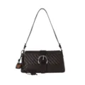 Borsa a tracolla marrone in pelle intrecciata con fibbia e nappa, ideale per tutti i giorni. - con portachiavi / Caffè