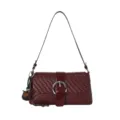 Burgundy woven leather shoulder bag, stylish baguette handbag variant, elegant daily commute style. - Red