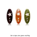 Colorful plastic hollow star brooch safety pin set, 3 pieces pack fashion accessory. - Pentagram / Pack of 3 / Green