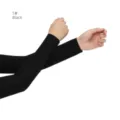 Black sun protection arm sleeves ice silk cooling sleeves breathable athletic arm covers. - One Size / Black