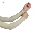 Solid color yarn modal arm sleeves breathable elastic sun protection arm guards for women - Black Grid Rose
