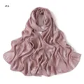 Pink satin silk long scarf for women, elegant soft drape shawl and head wrap for all seasons. - Pink