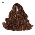 Brown Satin Silk Scarf Elegant Women Long Hijab Headwrap Monogram Pattern Soft Shawl - Double G Jacquard