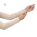 Effen ademende modal katoenen armmouwen voor zonbescherming, nude kleur, maat 4. - Eén maat / Beige