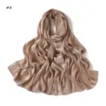 Soft satin silk long scarf with jacquard leopard stripes, breathable women's hijab shawl. - Khaki