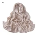 Chic beige satin silk jacquard leopard long scarf breathable soft women shawl wrap - Champagne