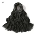 Detailed view of dark grey crinkled rayon scarf featuring soft texture and frayed edges. - Polka Dot (#3)