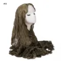 Detail view of the olive green crinkled sheer scarf featuring delicate lettuce edge design. - Moss Green
