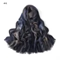 Details of gradient blue wrinkled scarf with soft cotton fabric and stylish fringe edges. - Polka Dot (#4)
