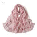 Pink floral chiffon scarf for women, elegant long wrap shawl for spring and summer. - US Size 9