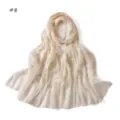 Elegant solid color cobweb sequin embroidered soft drape silk satin scarf long headscarf - Style #8