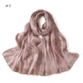 Pink sequin embroidered long scarf featuring delicate branch lace and soft shimmering fabric. - #7