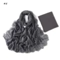 Detailed view of the dark grey modal lace long scarf and matching elastic undercap set. - 190cm / Style 5