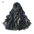 Gradient rayon crinkle long scarf breathable soft fringe shawl for women daily wear. - Style #6