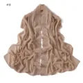 Chiffon shawl scarf with exquisite floral embroidery, lightweight breathable sheer wrap for women. - Khaki