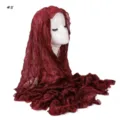 Solid color pleated chiffon hijab scarf for women breathable Muslim head wrap headscarf - Velvet Red