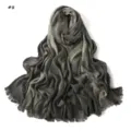 Gradient rayon wrinkled long scarf with frayed edges, soft, breathable, versatile shawl. - Style #8