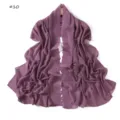 Elegant purple chiffon scarf with delicate camellia floral embroidery lightweight wrap. - Rose Purple