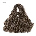 Leopard print chiffon scarf detail view, soft fabric texture and abstract floral pattern closeup. - 293#