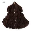 Sciarpa lunga marrone in chiffon da donna con delicato ricamo floreale scialle leggero e traspirante - Stile #11