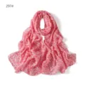 Pink floral chiffon scarf detail showing soft fabric texture and abstract pattern design. - 297#