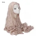 Solid color pleated sheer hijab scarf with lettuce edge, glossy lightweight head wrap for women. - Ivory