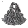 Pañuelo largo de jersey líquido liso, hijab de mujer transpirable y suave en color gris. - 180cm / Estilo #6
